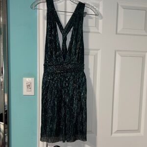 Lulu's Shimmering Black and Green Backless Dress